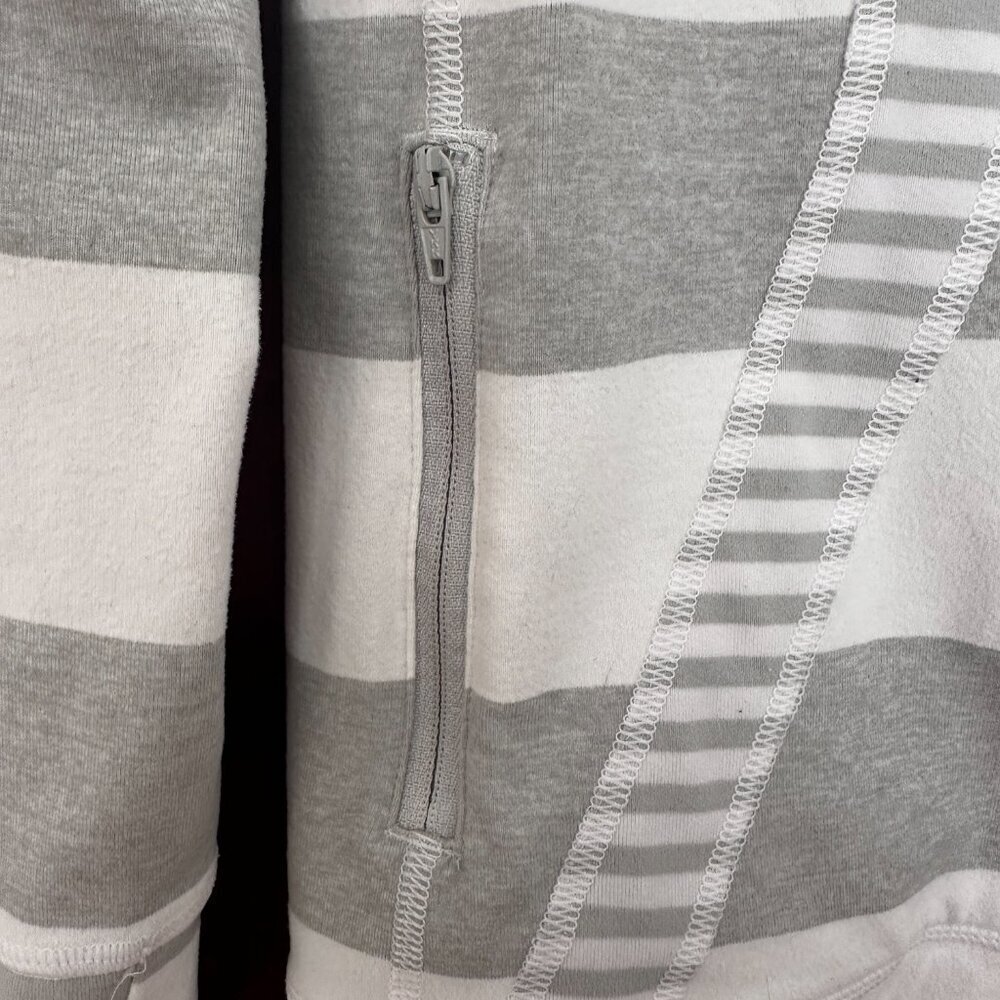 LULULEMON ATHLETICA WOMENS STRIDE HIGH NECK JACKET WHITE GRAY STRIPES, 6 - Picture 4 of 16